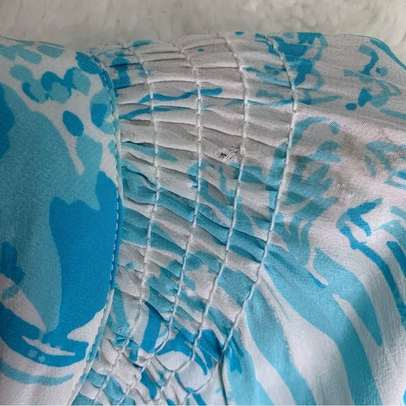 Lilly Pulitzer Women’s Blue White Silk La Via es Loca Elsa Blouse Size Small - Picture 8 of 14